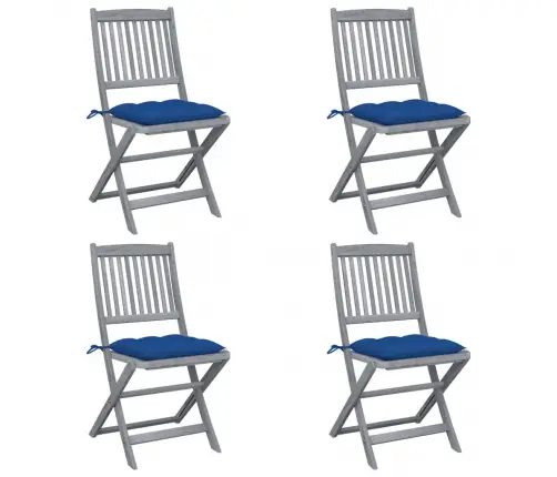 Saliekami Āra Krēsli Ar Matračiem, 4 Gab., Akācijas Masīvkoks Vidaxl