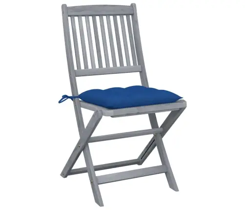 Saliekami Āra Krēsli Ar Matračiem, 4 Gab., Akācijas Masīvkoks Vidaxl