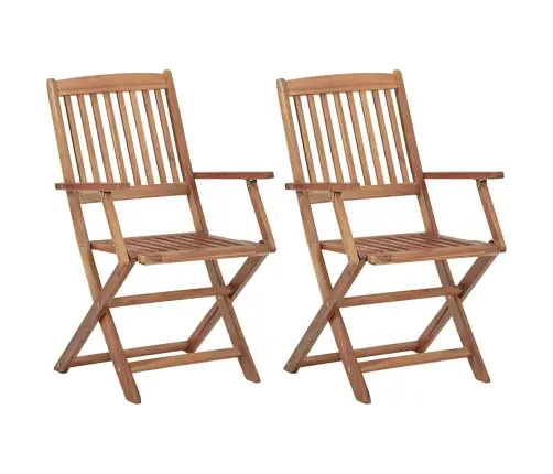 Saliekami Dārza Krēsli Ar Matračiem, 2 Gab., Akācijas Masīvkoks Vidaxl