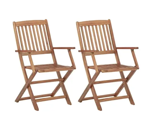 Saliekami Dārza Krēsli Ar Matračiem, 2 Gab., Akācijas Masīvkoks Vidaxl