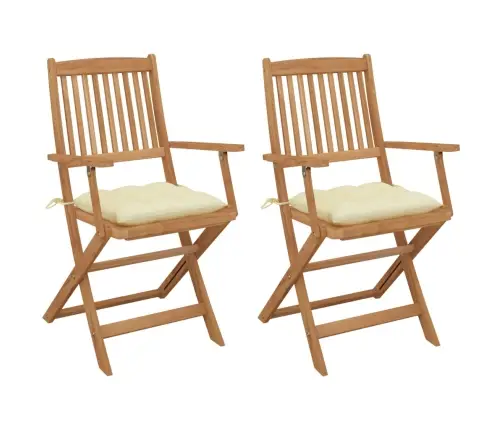 Saliekami Dārza Krēsli Ar Matračiem, 2 Gb., Akācijas Masīvkoks Vidaxl