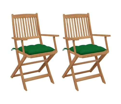Saliekami Dārza Krēsli Ar Matračiem, 2 Gab., Akācijas Masīvkoks Vidaxl