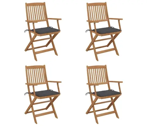 Saliekami Dārza Krēsli Ar Matračiem, 4 Gb., Akācijas Masīvkoks Vidaxl