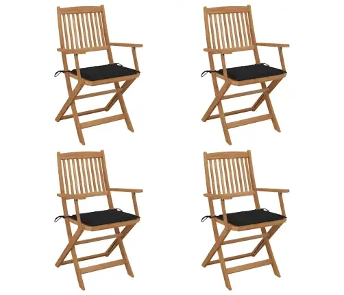 Kokkupandavad Aiatoolid, 4 Tk, Patjadega, Akaatsiapuit Kokkupandavad Aiatoolid, 4 Tk, Patjadega, Akaatsiapuit