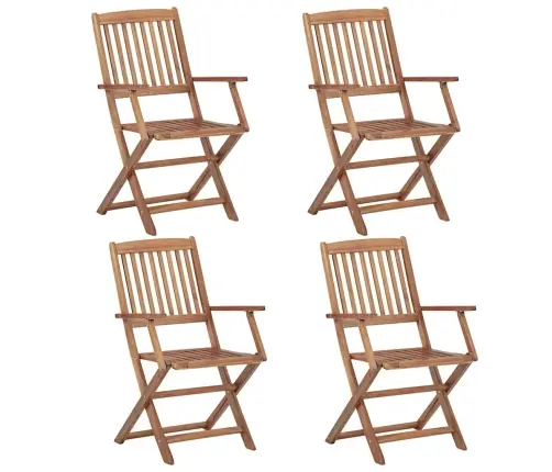 Kokkupandavad Aiatoolid, 4 Tk, Patjadega, Akaatsiapuit Kokkupandavad Aiatoolid, 4 Tk, Patjadega, Akaatsiapuit