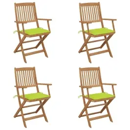 Saliekami Dārza Krēsli Ar Matračiem, 4 Gab., Akācijas Masīvkoks Vidaxl
