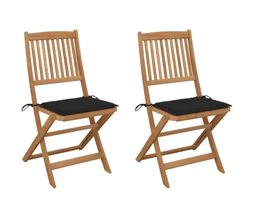 Saliekami Dārza Krēsli Ar Matračiem, 2 Gab., Akācijas Masīvkoks Vidaxl