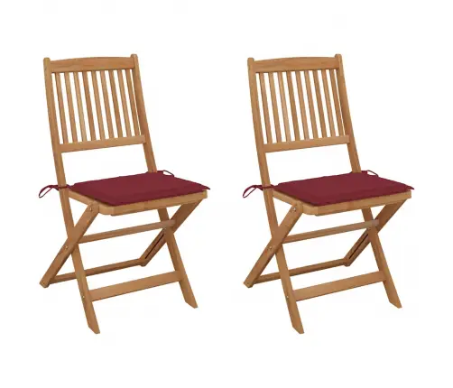 Saliekami Dārza Krēsli Ar Matračiem, 2 Gab., Akācijas Masīvkoks Vidaxl