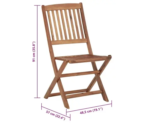 Saliekami Dārza Krēsli Ar Matračiem, 2 Gab., Akācijas Masīvkoks Vidaxl