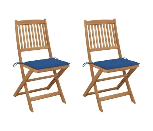 Sulankstomos Sodo Kėdės Su Pagalvėmis, 2Vnt., Akacijos Masyvas Sulankstomos Sodo Kėdės Su Pagalvėmis, 2Vnt., Akacijos Masyvas