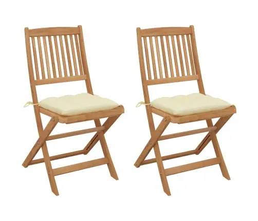 Saliekami Dārza Krēsli Ar Matračiem, 2 Gb., Akācijas Masīvkoks Vidaxl