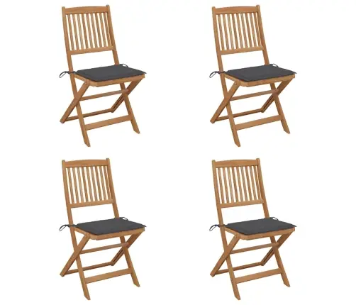 Saliekami Dārza Krēsli Ar Matračiem, 4 Gb., Akācijas Masīvkoks Vidaxl