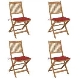 Saliekami Dārza Krēsli Ar Matračiem, 4 Gab., Akācijas Masīvkoks Vidaxl