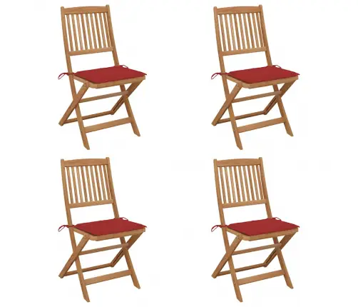 Saliekami Dārza Krēsli Ar Matračiem, 4 Gab., Akācijas Masīvkoks Vidaxl