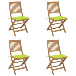 Saliekami Dārza Krēsli Ar Matračiem, 4 Gab., Akācijas Masīvkoks Vidaxl