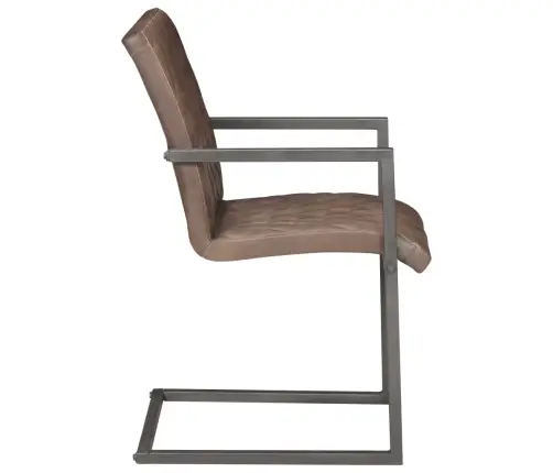 Gembinės Valgomojo Kėdės, 4Vnt., Rudos Spalvos, Tikra Oda