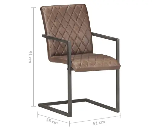 Gembinės Valgomojo Kėdės, 4Vnt., Rudos Spalvos, Tikra Oda