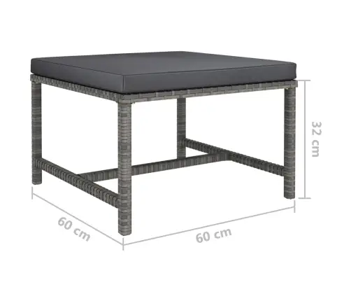 3-Osaline Aiamööblikomplekt Patjadega, Polürotang, Hall