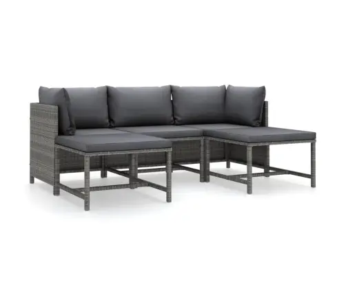 5-Daļīgs Dārza Atpūtas Mēbeļu Komplekts, Pelēka Pe Rotangpalma Vidaxl