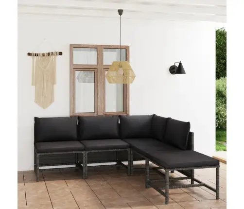 5-Daļīgs Dārza Atpūtas Mēbeļu Komplekts, Pelēka Pe Rotangpalma Vidaxl