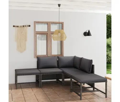 Sodo Komplektas Su Pagalvėlėmis, 6 Dalių, Pilkas, Poliratanas