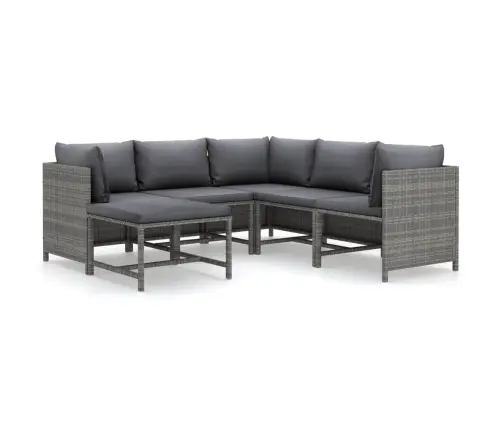 6-Daļīgs Dārza Atpūtas Mēbeļu Komplekts, Pelēka Pe Rotangpalma Vidaxl