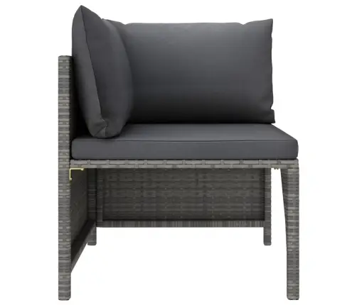 6-Osaline Aiamööblikomplekt Patjadega, Polürotang, Hall