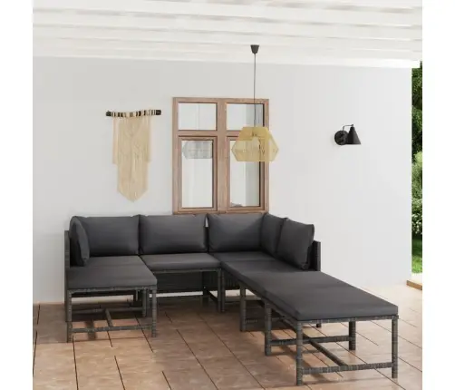 7-Daļīgs Dārza Atpūtas Mēbeļu Komplekts, Pelēka Pe Rotangpalma Vidaxl