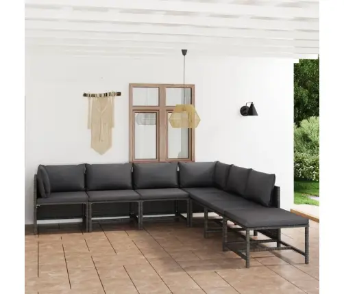 7-Osaline Aiamööbli Komplekt Patjadega, Polürotang, Hall