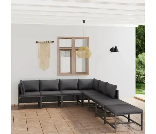 8-Daļīgs Dārza Atpūtas Mēbeļu Komplekts, Pelēka Pe Rotangpalma Vidaxl