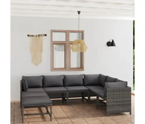 8-Daļīgs Dārza Atpūtas Mēbeļu Komplekts, Pelēka Pe Rotangpalma Vidaxl