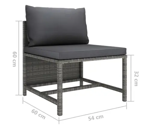 9-Daļīgs Dārza Mēbeļu Komplekts, Pelēka Pe Rotangpalma Vidaxl