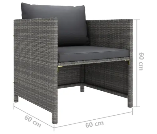 Sodo Komplektas Su Pagalvėlėmis, 12 Dalių, Pilkas, Poliratanas