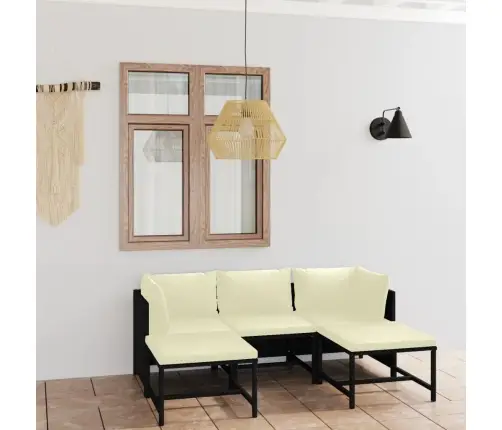 5-Daļīgs Dārza Atpūtas Mēbeļu Komplekts, Melna Pe Rotangpalma Vidaxl