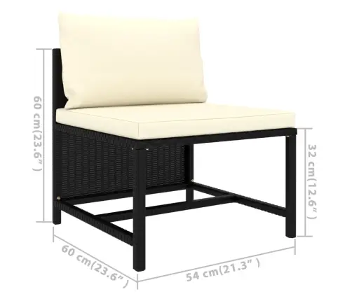 6-Osaline Aiamööbli Komplekt Patjadega, Polürotang, Must