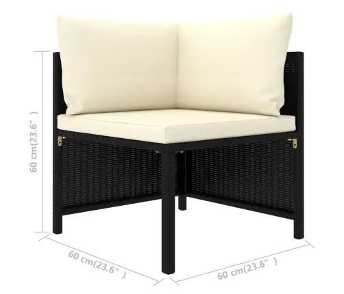 9-Osaline Aiamööblikomplekt Patjadega, Polürotang, Must