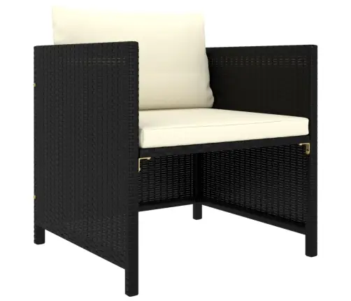 8-Osaline Aiamööblikomplekt Patjadega, Polürotang, Must