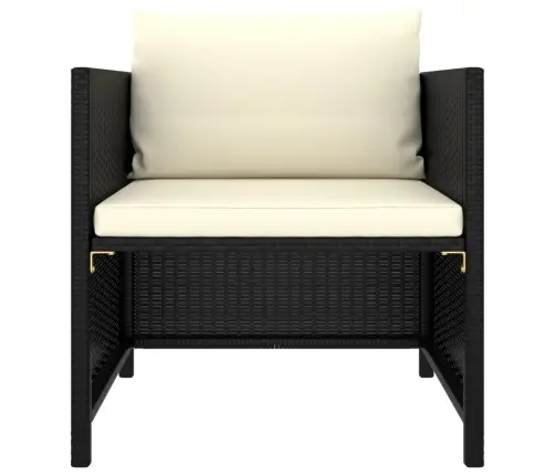 8-Osaline Aiamööblikomplekt Patjadega, Polürotang, Must