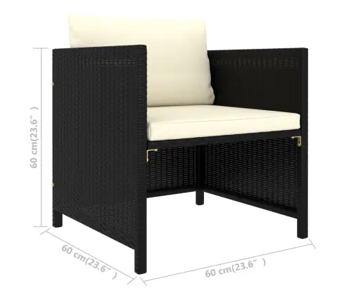 Sodo Komplektas Su Pagalvėlėmis, 8 Dalių, Juodas, Poliratanas