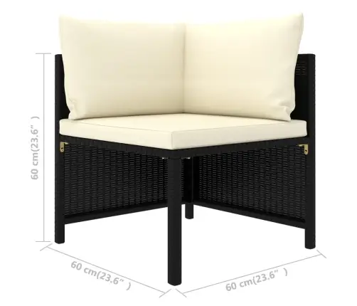 Sodo Komplektas Su Pagalvėlėmis, 8 Dalių, Juodas, Poliratanas