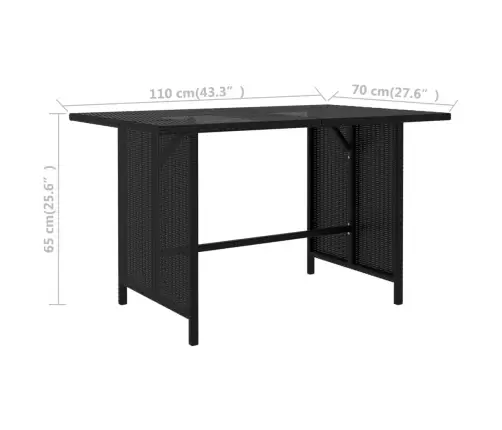 9-Osaline Aiamööblikomplekt Patjadega, Polürotang, Must