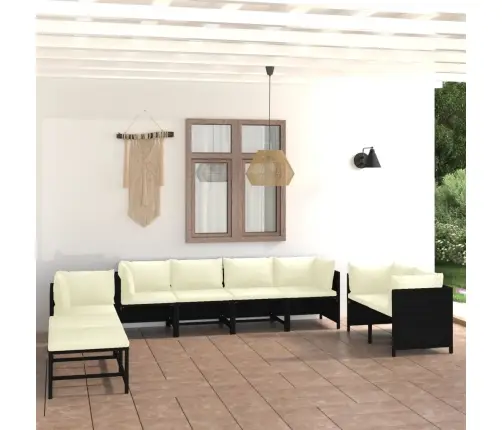 10-Daļīgs Dārza Mēbeļu Komplekts Ar Matračiem, Pe Rotangpalma Vidaxl