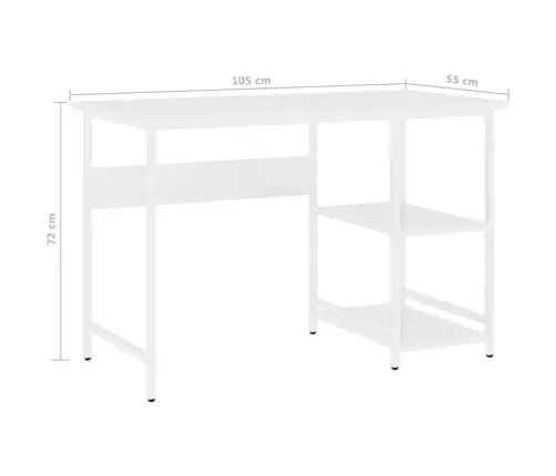 Datorgalds, Balts, 105X55X72 Cm, Mdf Un Metāls Vidaxl