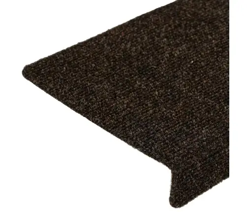 Kāpņu Paklājiņi, Pašlīmējoši, 15 Gab., 65X21X4 Cm, Tumši Brūni, Taisnstūrveida Mala Vidaxl