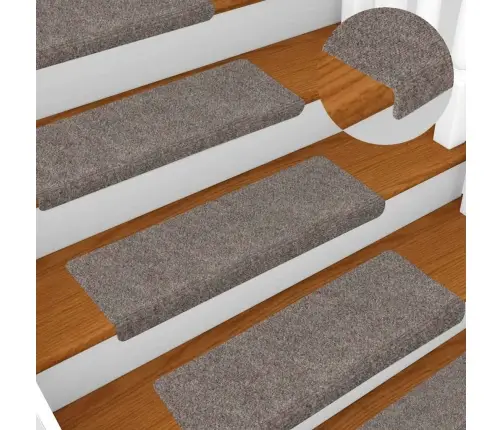 Laiptų Kilimėliai, Lipnūs, 15 Vnt., 65X21X4 cm Smėlio Spalvos, Stačiakampiai Kraštai