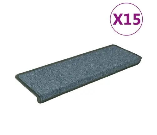 Kāpņu Paklājiņi, 15 Gab., 65X21X4 Cm, Tumši Zaļi, Taisnstūrveida Mala Vidaxl