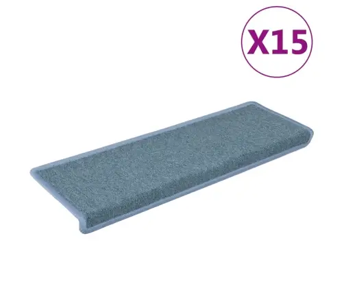 Kāpņu Paklāji, 15 Gab., 65X21X4 Cm, Zili Vidaxl