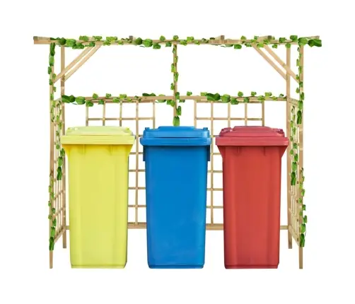 Dārza Pergola 3 Atkritumu Tvertnēm, Impregnēts Priedes Koks Vidaxl