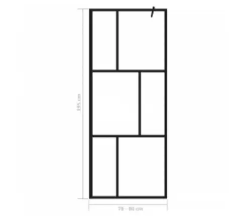 Dušas Siena, Rūdīts Stikls, Melna, 80X195 Cm Vidaxl