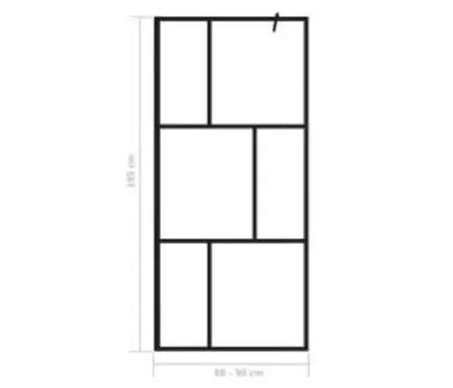 Dušas Siena, Rūdīts Stikls, Melna, 90X195 Cm Vidaxl